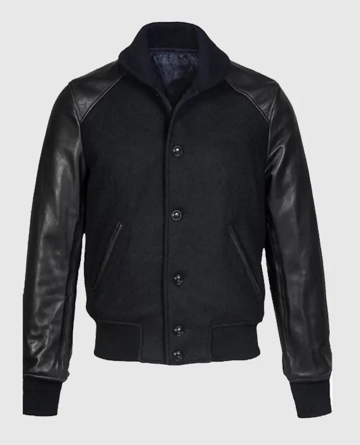 Black Varsity Leather Jacket
