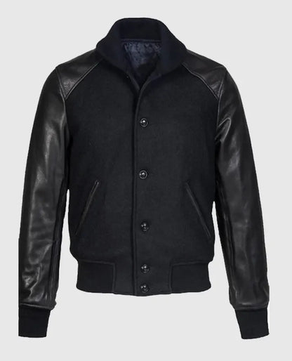 Black Varsity Leather Jacket