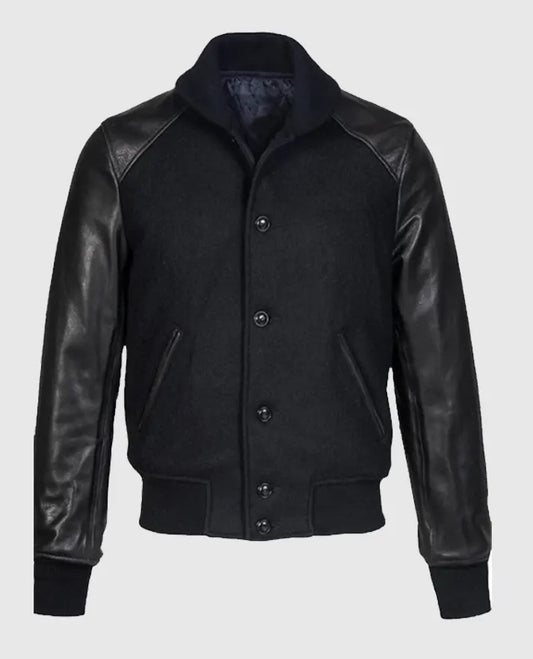 Black Varsity Leather Jacket