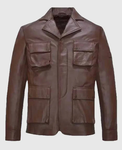 Shirt Style Brown Leather Jacket