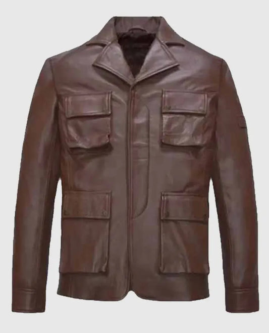 Shirt Style Brown Leather Jacket