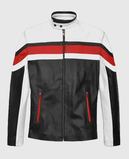 Men’s Striped Rocker Leather Jacket