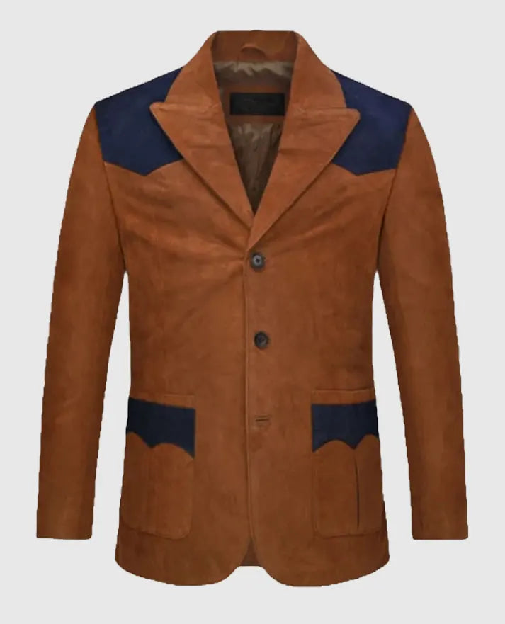 suede western leather blazer