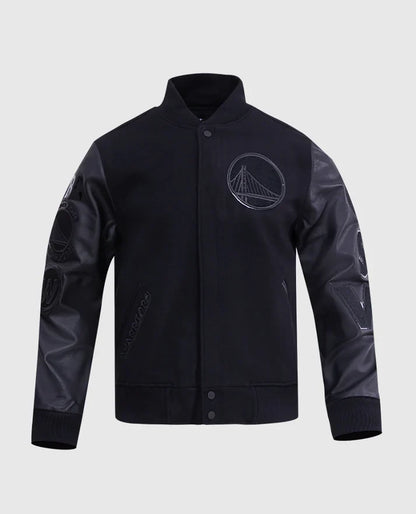 NBA Golden State Warriors Men's Black Varsity Jacket