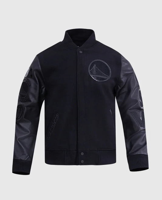 NBA Golden State Warriors Men's Black Varsity Jacket