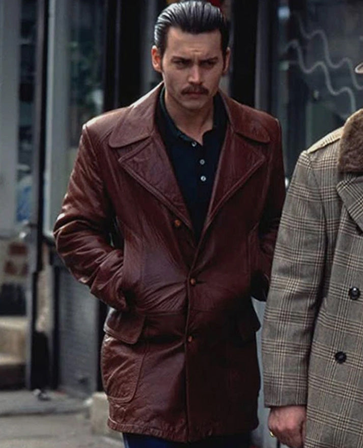 Johnny Depp Donnie Brasco Leather Blazer