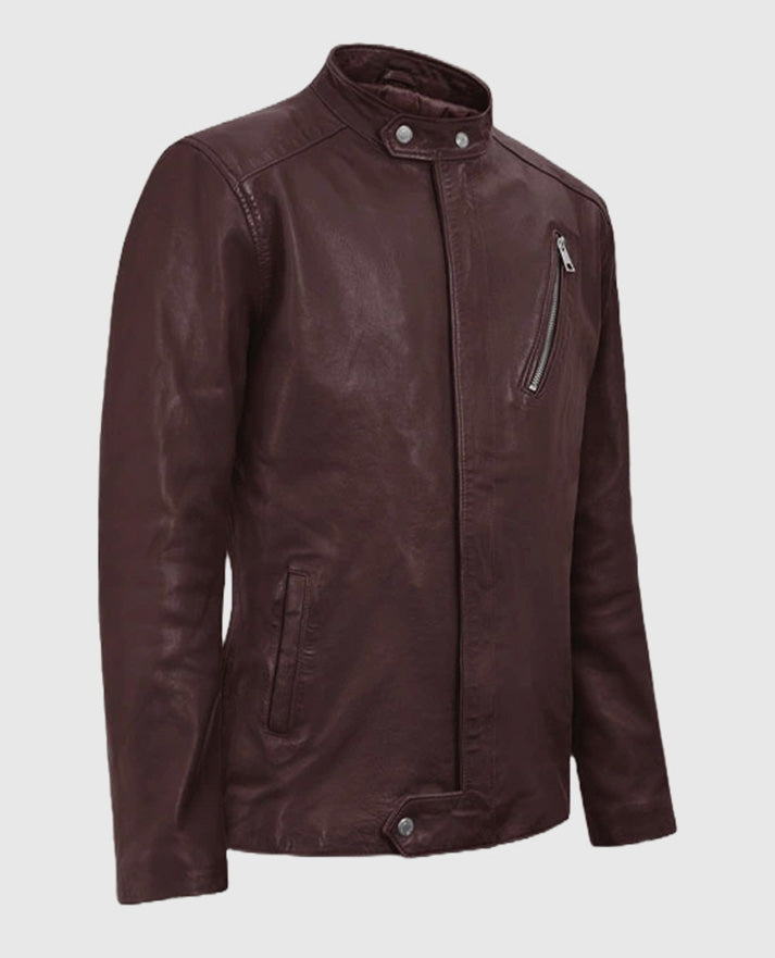 Men's Motorad Burgundy Biker Leather Jacket