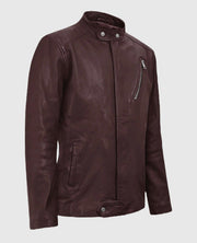 Men's Motorad Burgundy Biker Leather Jacket