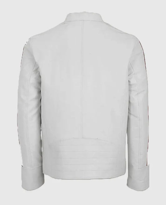 Men's White Biker Leather Jacket