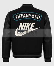 Tiffany Blue Accent Wool & Leather Varsity Jacket