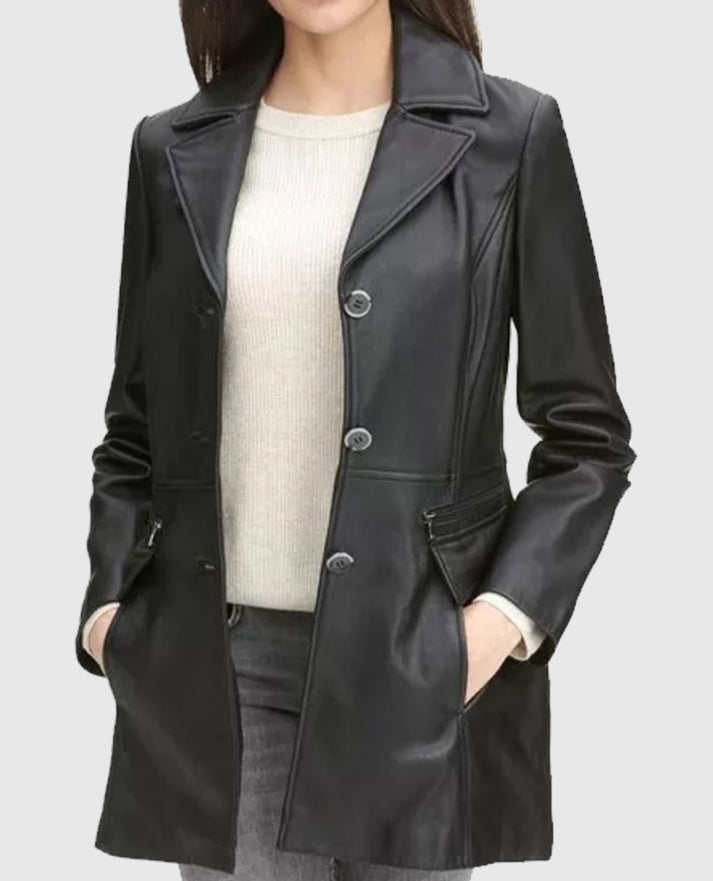 Women's Black Petite Trench Coat