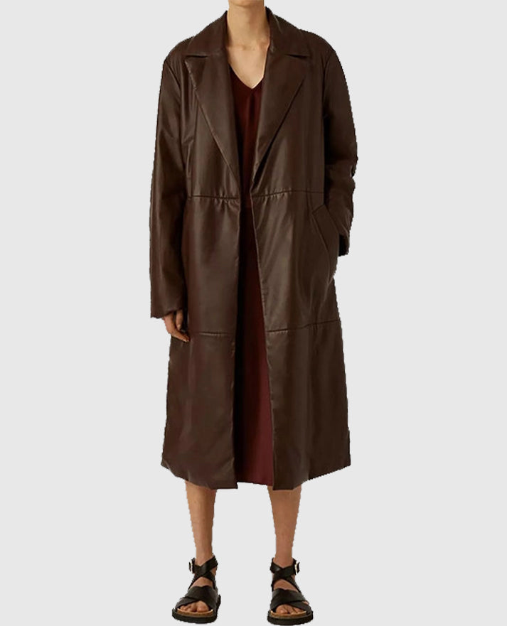 Women's 90s Vintage Leather Long Coat