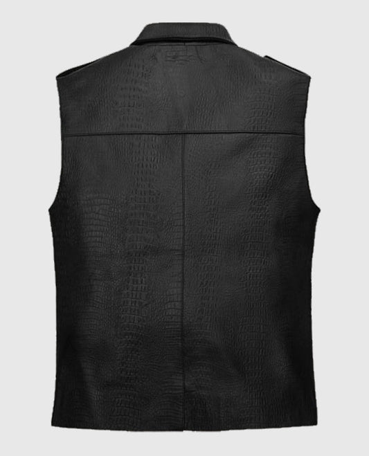 Men's Crocodile Pattern Biker Leather Vest