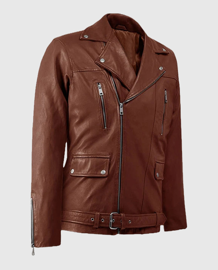 Men's Dauntless Tan Biker Leather Jacket