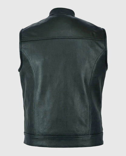 Sons Of Anarchy Inspired Black Biker Leather Vest