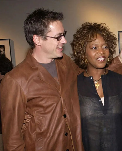 Robert Downey Jr Brown Leather Blazer
