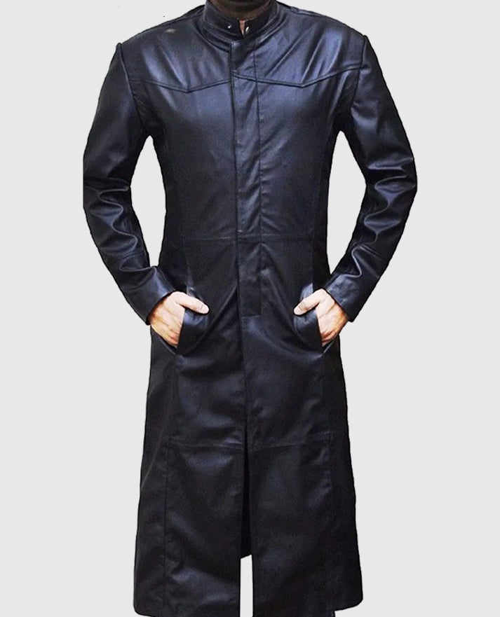 Neo Matrix Trench Coat Keanu Reeves Black Trench Coat