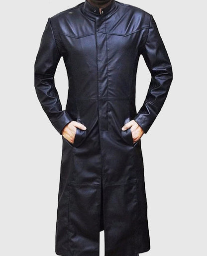 Neo Matrix Trench Coat Keanu Reeves Black Trench Coat