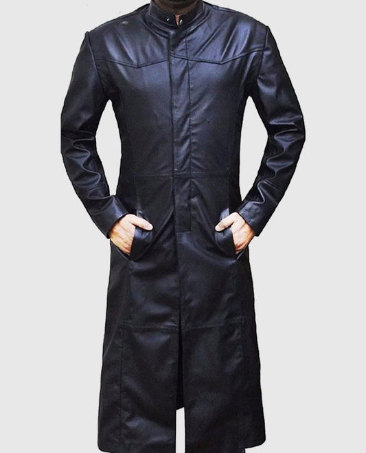 Neo Matrix Trench Coat Keanu Reeves Black Trench Coat