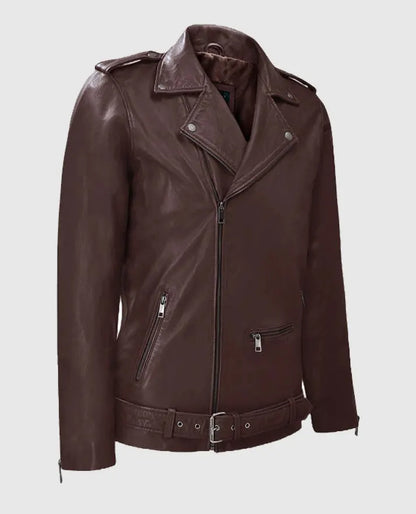 Men's Rutland Burgundy Riding Leather Jacket