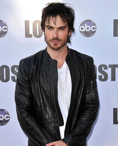 Ian Somerhalder Black Leather Jacket