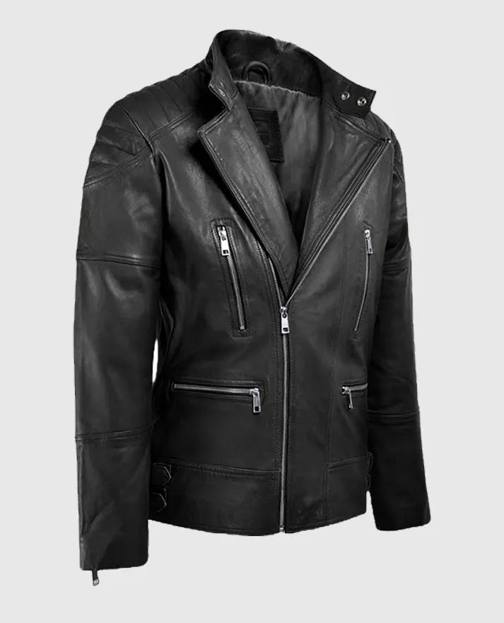 Men's Shotgun Black Moto Leather Jacket