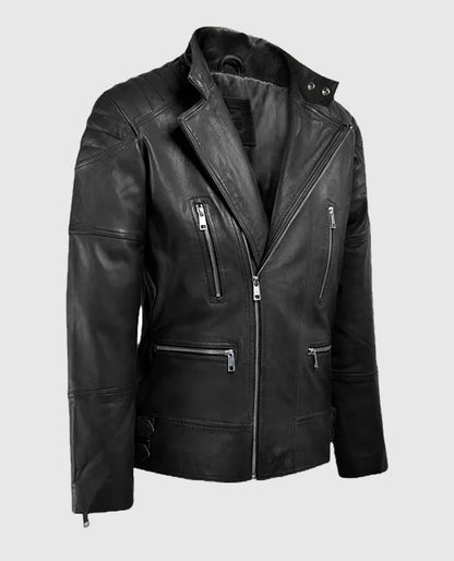 Men's Shotgun Black Moto Leather Jacket
