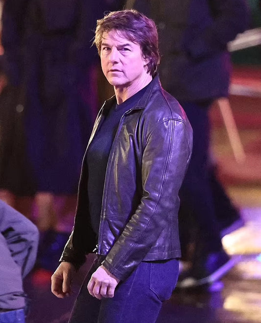 Tom Cruise Mission Impossible 8 Black Leather Jacket