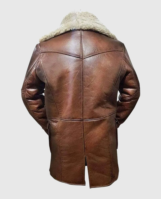 Dark Knight Rises Tom Hardy Shearling Leather Coat