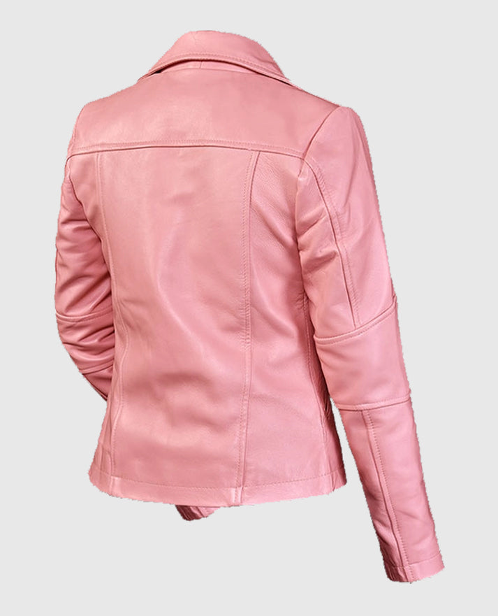 Women's Pink Biker Leather Jacket
