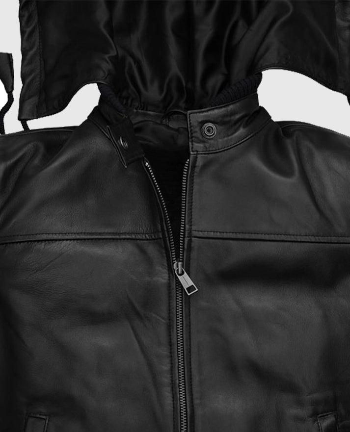 Women's Symphony Detachable Hood Leather Jacket