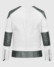 Women’s White & Silver Quilted Moto Jacket