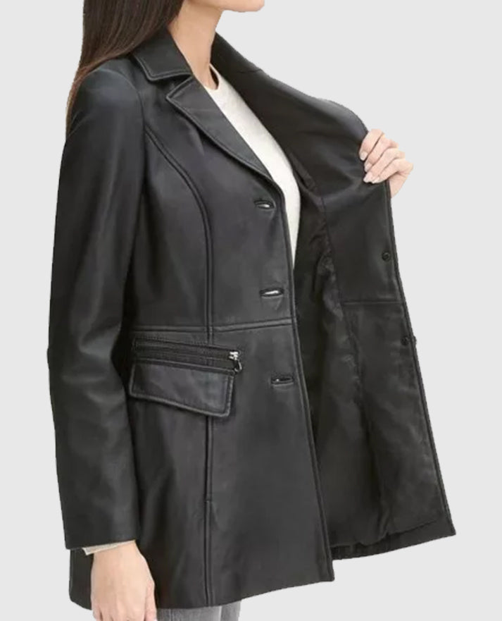 Women's Black Petite Trench Coat