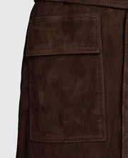 Women's Dark Brown Suede Alpine Leather Long Coat