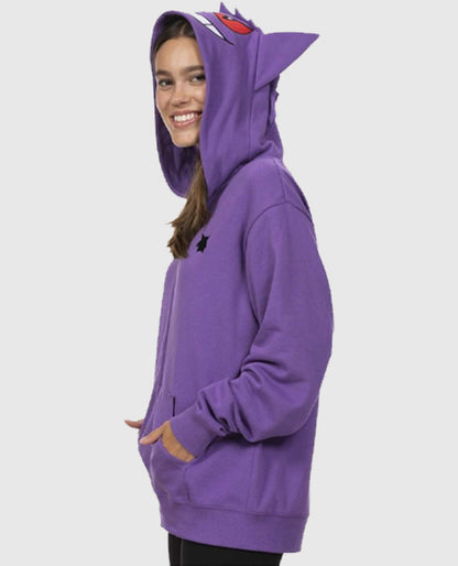 Gengar Themed French Terry Zip-Up Hoodie