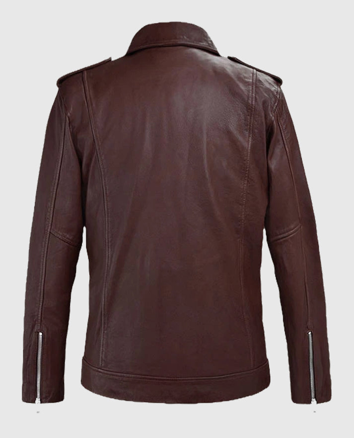 Men's Beast Burgundy Biker Leather Jacket
