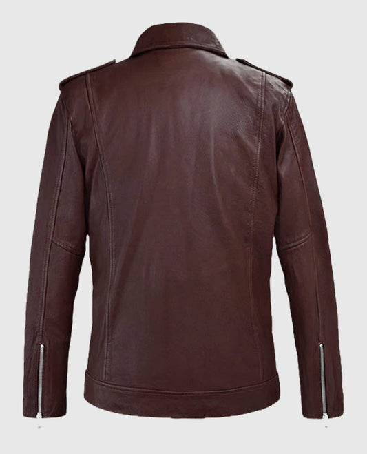 Men's Beast Burgundy Biker Leather Jacket