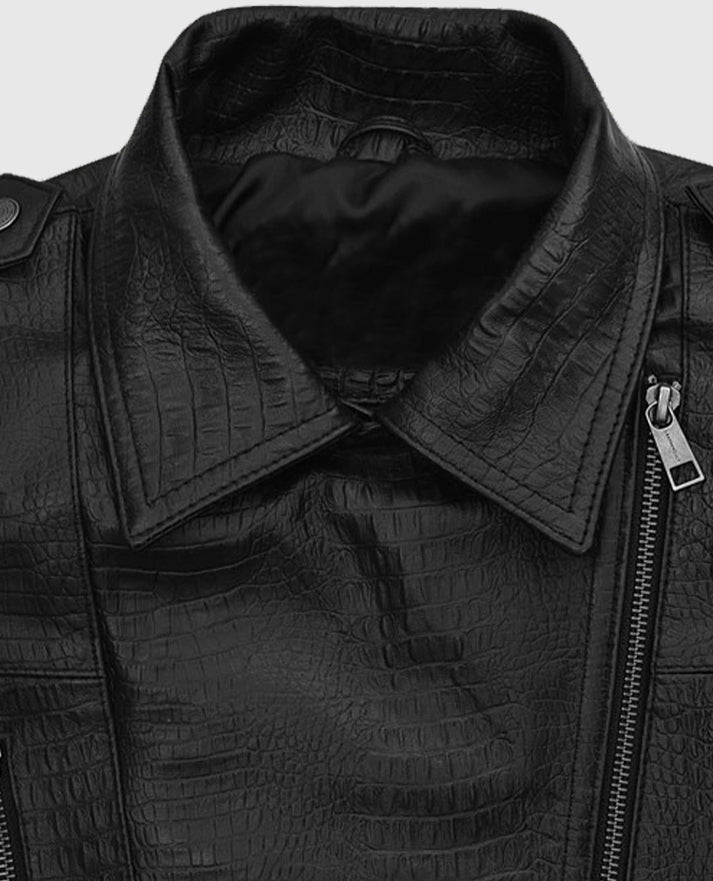Men's Crocodile Pattern Biker Leather Vest