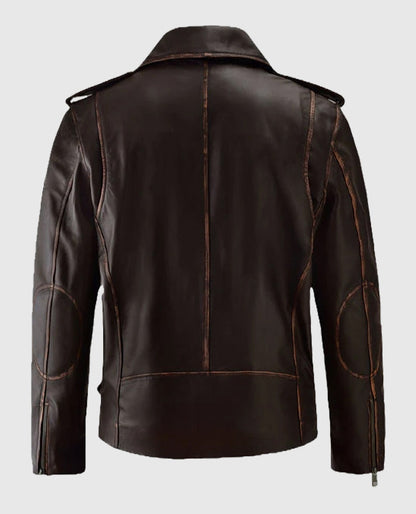 Men's Enforcer Dark Brown Biker Leather Jacket