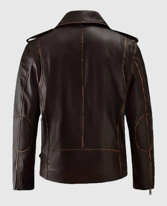 Men's Enforcer Dark Brown Biker Leather Jacket
