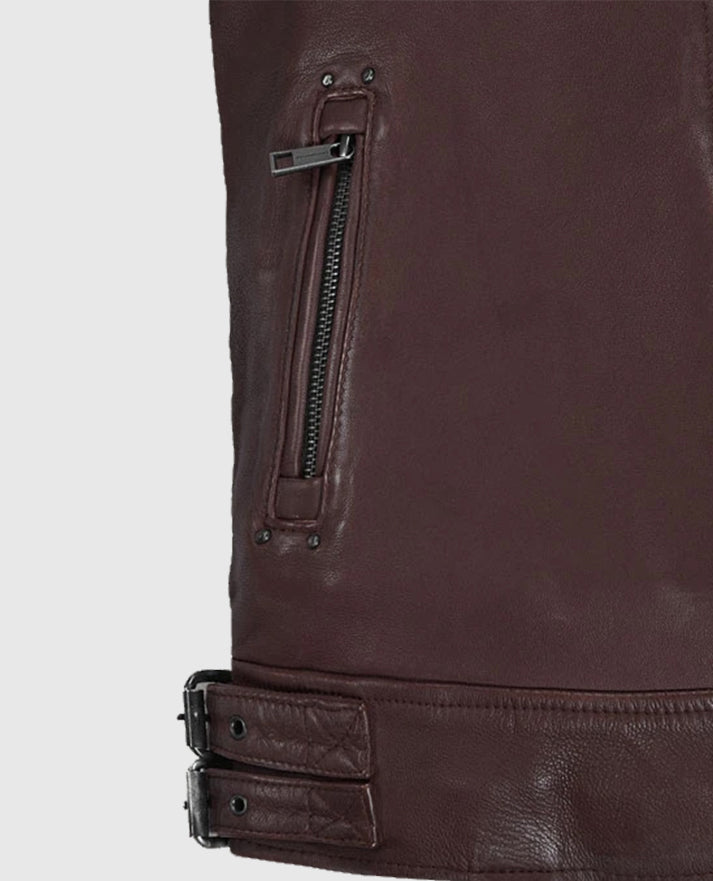 Men's Falcon Burgundy Rider Leather Jacket