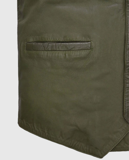 Men's Green Washed and Wax Cowboy Leather Vest
