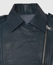 Women's Blue Washed & Wax Biker Leather Jacket