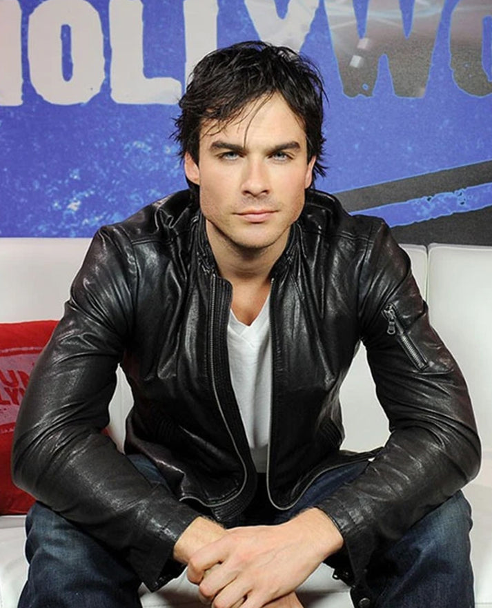 Ian Somerhalder Black Leather Jacket