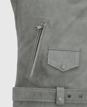 Women's Gray Suede Biker Leather Jacket