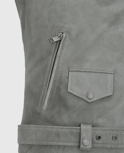 Women's Gray Suede Biker Leather Jacket