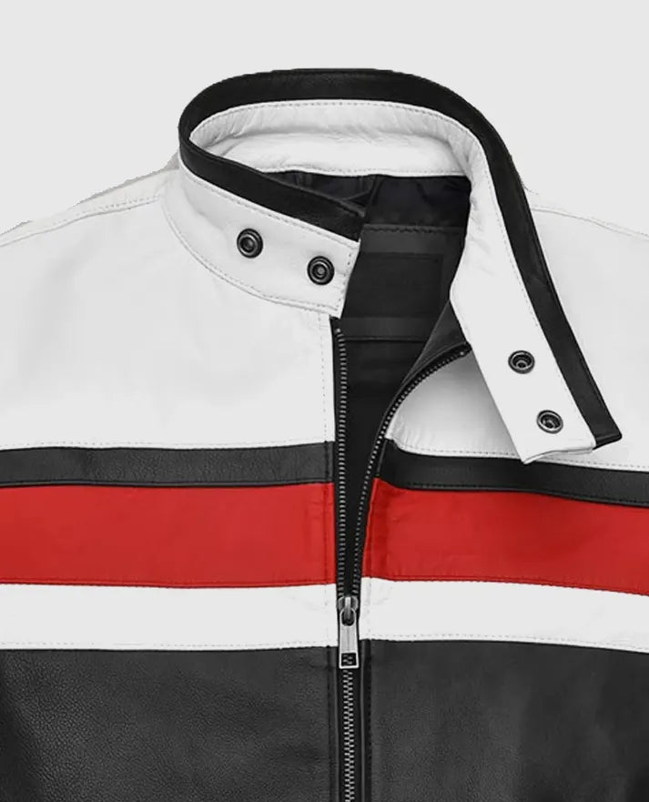 Men's Striped Rocker Leather Jacket