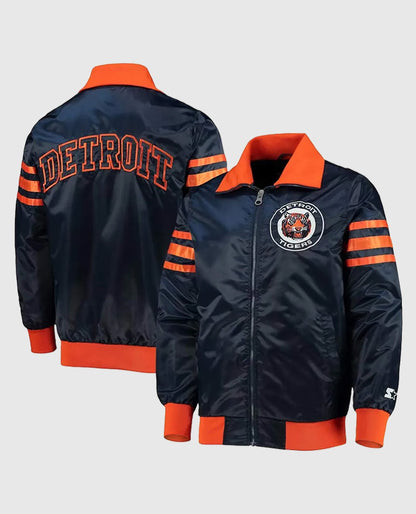 The Captain III Detroit Tigers Navy Blue Satin Jacket