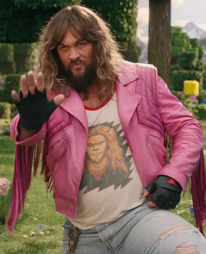 Jason Momoa A Minecraft Movie Pink Jacket