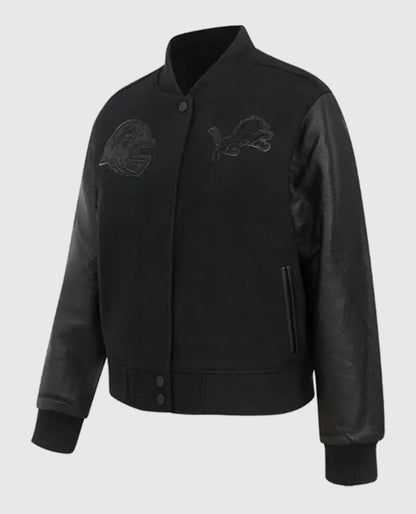 Detroit Lions Triple Black Varsity Jacket